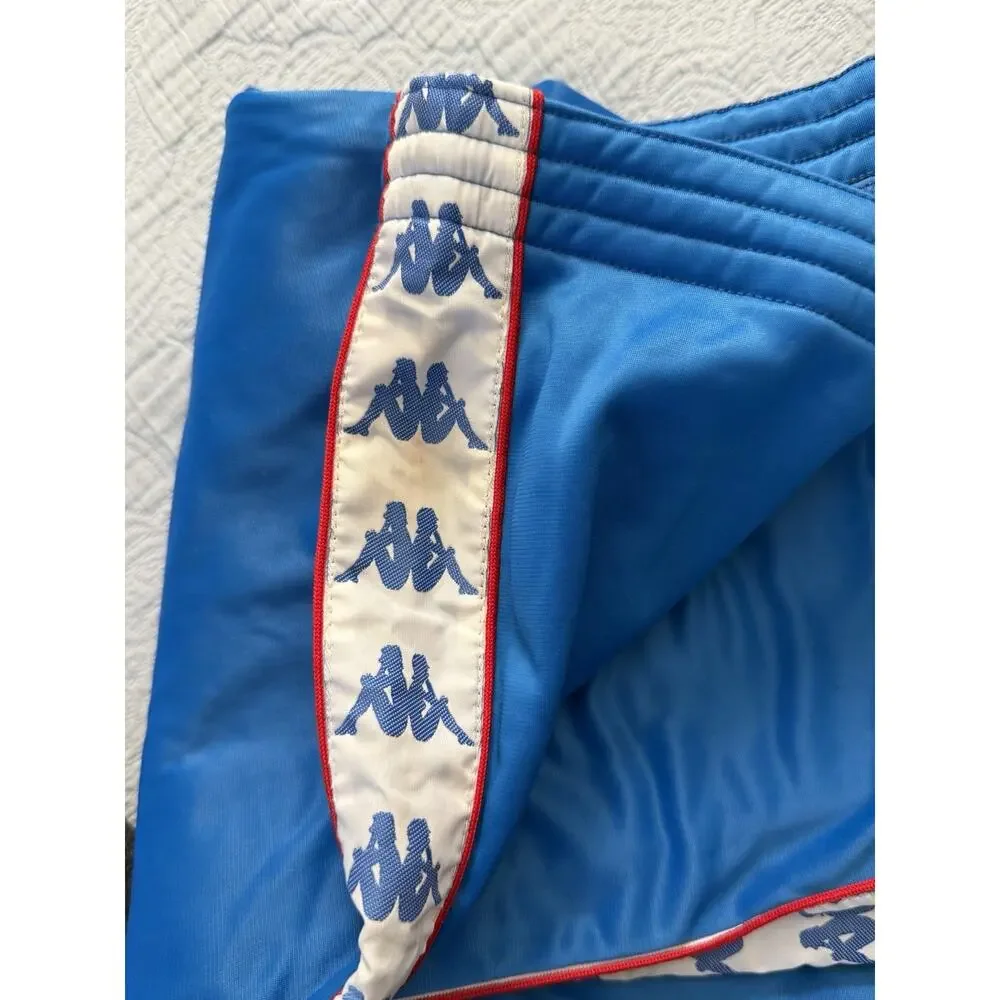 KAPPA Vintage 80s Blue Red Logo Track Pants Sz XL Italy Designer Streetwear READ